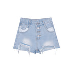 Summer Ladies Irregular Ripped Raw Edge Jeans