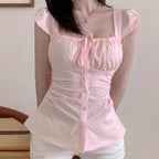 Sweetheart Age-reducing Square Collar Slimming Top