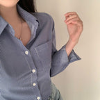 Blue Slim Fit Bottoming Shirt