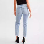 Women's Blue High Waist Straight Micro Elastic Jeans